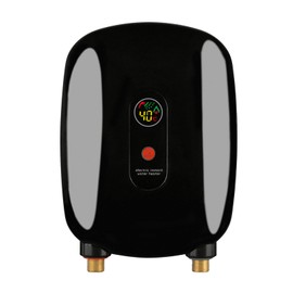 BJTDLLX 3000W Mini Water Heater, 110V Electric Tankless Instant Hot Water Heater Thermostatic Washing Heating System IPX4 Waterproof LCD Display for Home Kitchen Washing Bathroom -Black