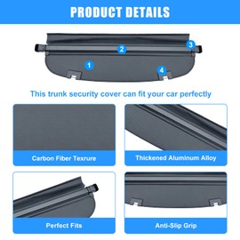 AUXKO Retractable Cargo Cover for Mazda CX-5 2017~2024, Trunk Cargo Cover Luggage Security Shade Cover for 2022 2023 2024 Mazda CX-5 Shielding Shade Anti-Peeping Luggage Privacy Screen, Carbon Fiber