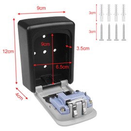 Ceisazira Zinc Alloy Key Safe with 4-Digit Number Code, Waterproof and Rustproof Key Box, Key Safe, Wall Mounted Key Box for Home Keys, Garages, School, Office, Grey