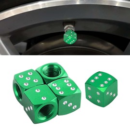 Car Tire Valve Stem Caps, Universal Dice Valve Stem Caps for Cars, SUVs, Bike, Trucks and Motorcycles, Tire Caps 5 Pack (Green)