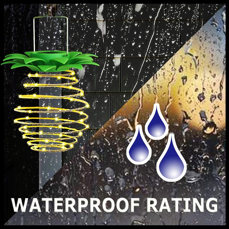 4Pack Solar Pineapple Lights Outdoor,60LED , Waterproof Hanging Pineapple Lanterns,