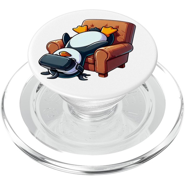Lustiger Pinguin VR Gaming Stuhl Chill Nerd PopSockets PopGrip für