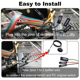 YARCHONN PC Power Button Switch Desktop Computer Power Switch External Computer Motherboard Remote Start Button Extension Cord with LED Light -1.8M /5.9FT Black