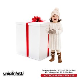 Extra Large Gift Box 28x28x28—Giant, Jumbo, White Gift Boxes with Lid for Large Gifts, Big Presents for Birthday Surprise, Special Occasions, Unique Celebrations, Not for Heavy-Duty Storage Use