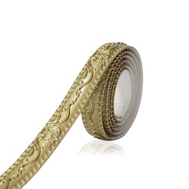 HFYZZ Flexible Molding Trim Self Adhesive, Crown Molding Ceiling, Wall Peel and Stick for Mirror Furniture Door Wardrobe Home Decor, 1.42 Inch x 16.4 Ft Gold