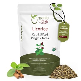 Organic Way Premium Licorice Root Cut & Sifted (Glycyrrhiza glabra) - Healthy Digestion | Organic & Kosher Certified | Vegan | Non GMO & Gluten Free | USDA Certified | Origin - Albania (1 LBS)