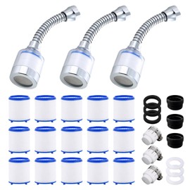 3 Pieces Long Water Filter for Tap Filter for Drinking Water Filter for Tap Filter Attachment Pure Crystal Water Filter Water Filter Water Filter 360° Water Filter Tap with 15 Cotton Filter Elements