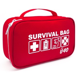 HAPPY DIKDIK Survival Bag for 30th/40th/50th Birthday Women & Men - Gift Birthday - Creative Birthday Gift & Ideal for Money Gifts, red, 40th birthday