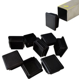 2 Inch Square Tubing End Cap Plug, 2"x2" Plastic Insert Finishing Hole Plugs for Fence Post Pipe Cover Tube Chair（Black,12 Pack）