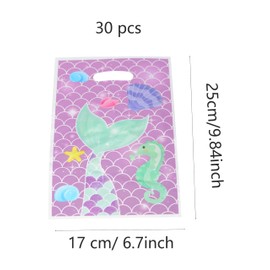 YYaaloa 30pcs Goodie Bags Party Favor Plastic Candy Gift Loot Bulk for Birthday Baby Shower Return Gift (Purple-Mermaid)