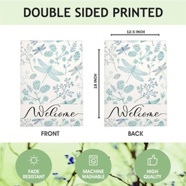 Mugod Vintage Botanical Garden Flag Dragonfly Butterfly Flowers Green Leaves Flag 12.5X18 Double Sided Home Yard Flags for House Outdoor Decor Porch Patio Lawn