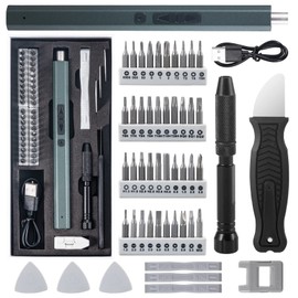 Paddsun Electric Screwdriver, 51 in 1 Small Cordless Rechargeable Precision Screwdriver Set with 40 Magnetic Precision Bits, Led Light, Crowbar, Triangle tools Kit for Glasses Phone Laptop