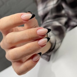 KQueenest 30 Pcs Light Purple French Tip Press on Nails Short Almond Nails Acrylic,Medium Natural Nude Fake Nails Press ons,Classic Glue on Nails Short,Gel Artificial French Nails for Women DIY Instant Manicure