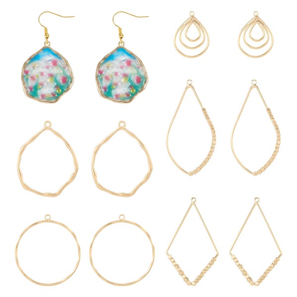 Pandahall 10Pcs Brass Open Back Bezel Charms Real 18K Gold