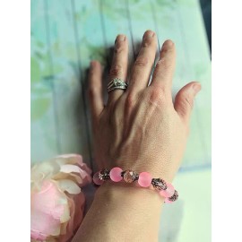 Bad Apple Designs Handcrafted Sea Glass Bracelet, Ladies Stretch Bracelet, Beaded Chain Bangle