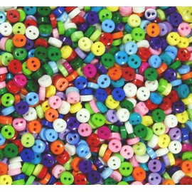 celloexpress 6mm Mini Buttons for Dolls & Soft Toys Clothes - 6mm Assorted Colours & Designs (100, Circles - Mixed)