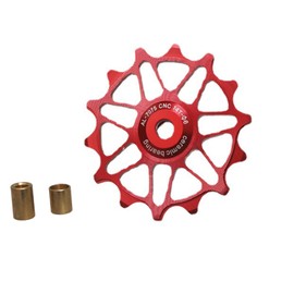 Yundxi Bicycle Pulley Rear Derailleur 12-T 14-T, Aluminium CNC Gear Pulley, Ceramic Bearing for Mountain Bike or Road Bike (12T, Red)