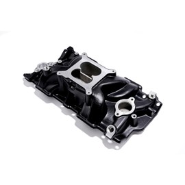 DEEPMOTOR Aluminum 1956-1986 Dual Plane intake manifold for SBC Small Block Chevy 350 400 (Black)