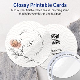 Avery Printable Round Cards with Sure Feed Technology, 4" Diameter, Glossy White Cardstock, Print-to-the-Edge, Laser/Inkjet, 75 Total, Great for Round Business Cards and Note Cards