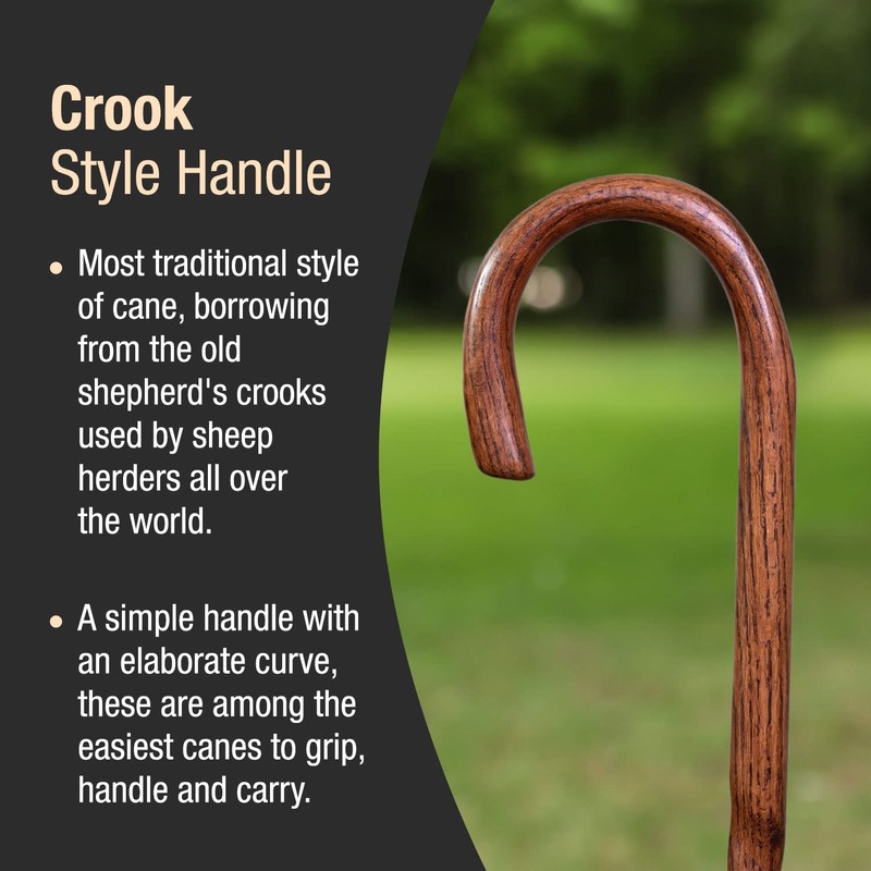 Brazos Handcrafted Wood Walking Cane, Twisted Oak, Crook Style Handle,
