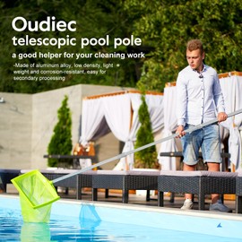 Oudiec Telescopic Pool Pole – 12Ft Extendable 3-Section Aluminum, Multi-Purpose for Pool Brush and Net Skimmer & Fruit Harvesting