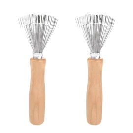 Bürstenreiniger Haarbürste - 2 Stück Haarbürstenreiniger,Kamm Reinigungswerkzeug mit Holzgriff Mini Haarbürsten Reiniger Werkzeug für Reinigen Von Bürsten, Kämmen, Badematten, Teppichen