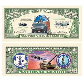 American Art Classics US National Guard Million Dollar Bill in Currency Holder