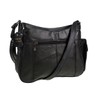 Womens Leather Handbag/Shoulder Bag with Side Mobile Pocket (Black)