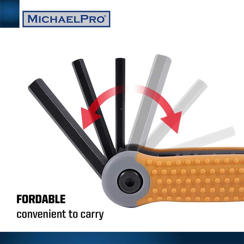 MichaelPro MP001007 Folding Hex Key Allen Wrench Set with SAE