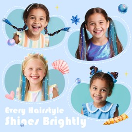 Z-CHARMMY Kit De Espumillón De Hadas Para Niñas, Extensiones De Cabello Con Espumillón Azul Para Niñas, Extensiones De Cabello Con Brillo, Accesorios Para El Día Del Cabello Loco, 16 Piezas