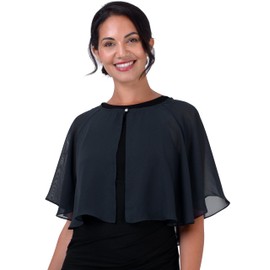BlackButterfly Soft Wedding Shoulder Scarf Evening Transparent Chiffon Throw Cape Shoulder Scarf, midnight blue