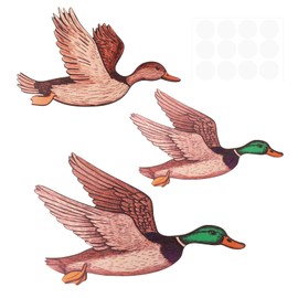 3pcs Wooden Mallard Duck Wall Decor, Flying Wooden Ducks Wall Decor with Adhesive Dots for Living Room Playroom Fireplace Mantel Rustic Waterfowl Art Decoration