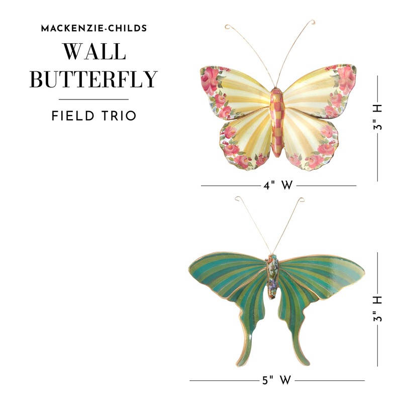 MACKENZIE-CHILDS Butterflies Trio, Hanging Butterfly Wall Decor, Field, Set of