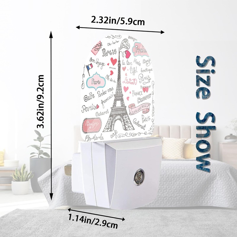 Axxitude Eiffel Tower Paris Night Lights Plug into Wall for