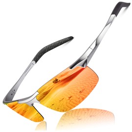 LINVO Mens Sports Polarized Sunglasses UV Protection Ultralight Al-Mg Frame Driving Fishing Sun Glasses