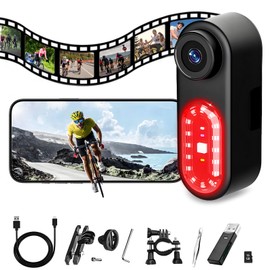 BEUDUOQI Bike Camera with Tail Light APP Control 1080P 140° Wide Angle Bicycle Rear View Camera Waterproof Handlebar Bicycle Mirror Cam Smart Sensing Bike Tail Light for Mountain Road Bike E-Bikes