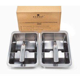 Ecozoi Stainless Steel Metal Ice Cube Trays With Easy Release Handle - 2 Pack | 12 Large Ice Cube Slots | Removable Slots For Easy Ice Cube Removal And Cleaning | Eco Friendly, Plastic Free