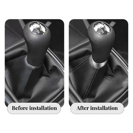 LKAHG Car Gear Shift Boot Cover, Automotive Gear Shift Boot Shifter Knob Dust Cover, Vehicle Interior Leather Gear Lever Gaiter Stick Protector Accessories, Universal for RV, SUV, Truck (Black)