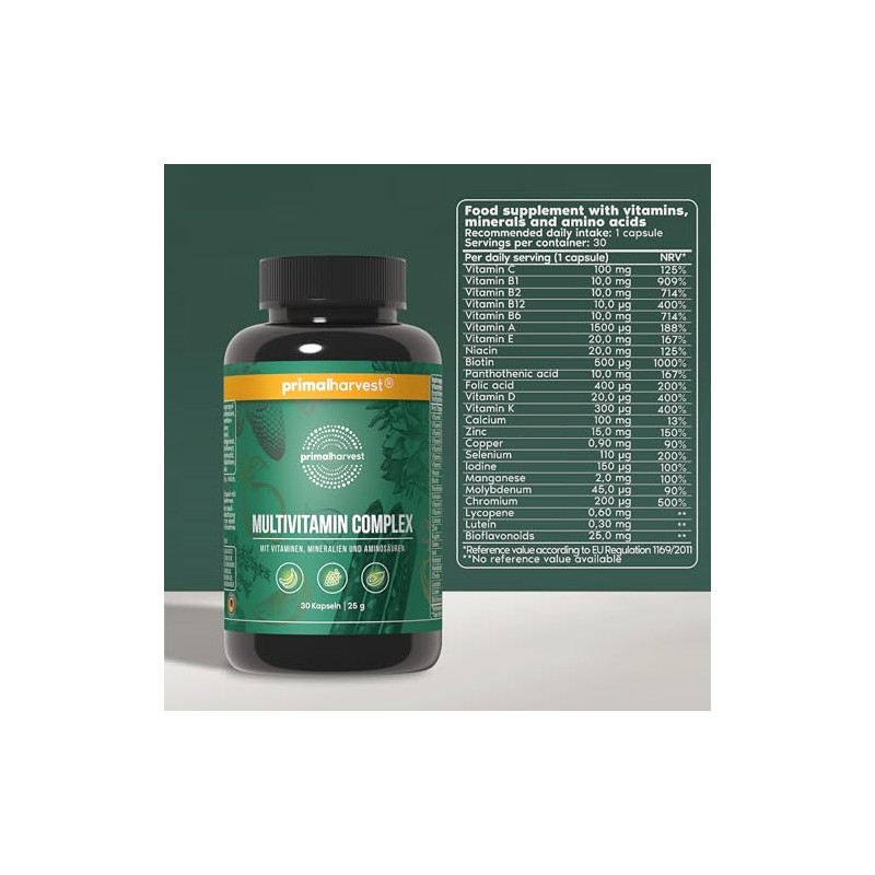 Primal Harvest Multivitamin - Daily Supplement, Gluten Free, Vegetarian