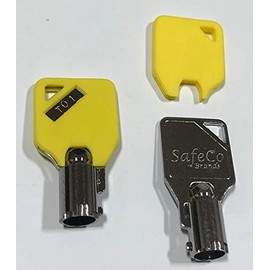 Keys for Dewalt Tool Boxes Key Codes T00 - T04 Tubular Barrel Keys SafeCo Brands 2-Yellow Keys (T01 Dewalt)