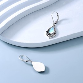 LEECCI Turquoise Earrings 925 Sterling Silver White Shell/Lapis Lazuli/Turquoise Teardrop Dangle Earrings Western Jewelry Gifts for Women Bride Mom Wife Girlfriend