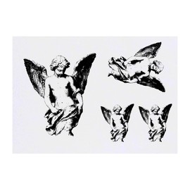 4 x 'Angel Statue' Temporary Tattoos - Water Resistant, Skin-Safe, Non-Toxic Transfers, Mixed Sizes (TO00084634)