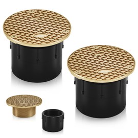 Zonon 2 Pcs Adjustable Floor Cleanout, 3-Inch ABS Wheel Connection Height-Adjustable, Nickel Top Floor Drain for Cleaning on Patios or Walkway