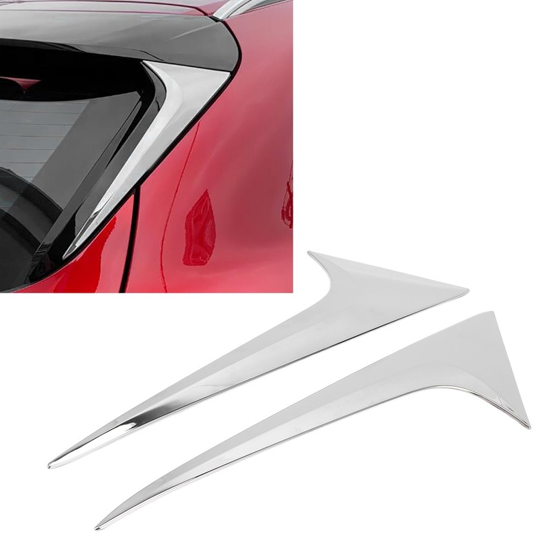 2Pcs/Set Rear Window Side Spoiler Wing Splitter Trim ABS Chrome