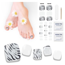 Semi Cured Gel Pedicure Strips,26 PCS Gel Nail Strips Works with Any UV Light, Salon Quality Gel Nail Stickers，Easy to Apply & Remove