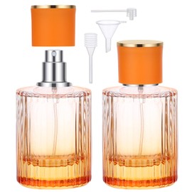 Segbeauty Travel Perfume Atomizer Refillable, 50ml Perfume Bottle Travel Perfume Spray Bottle, 2pcs 1.7Oz Perfume Dispensers Empty Cologne Sprayer Refill Bottle for Dispensing Essential Oil Orange