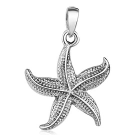 MATERIA by Matthias Wagner KA-507 Starfish Pendant 925 Sterling Silver with Chain, Sterling Silver