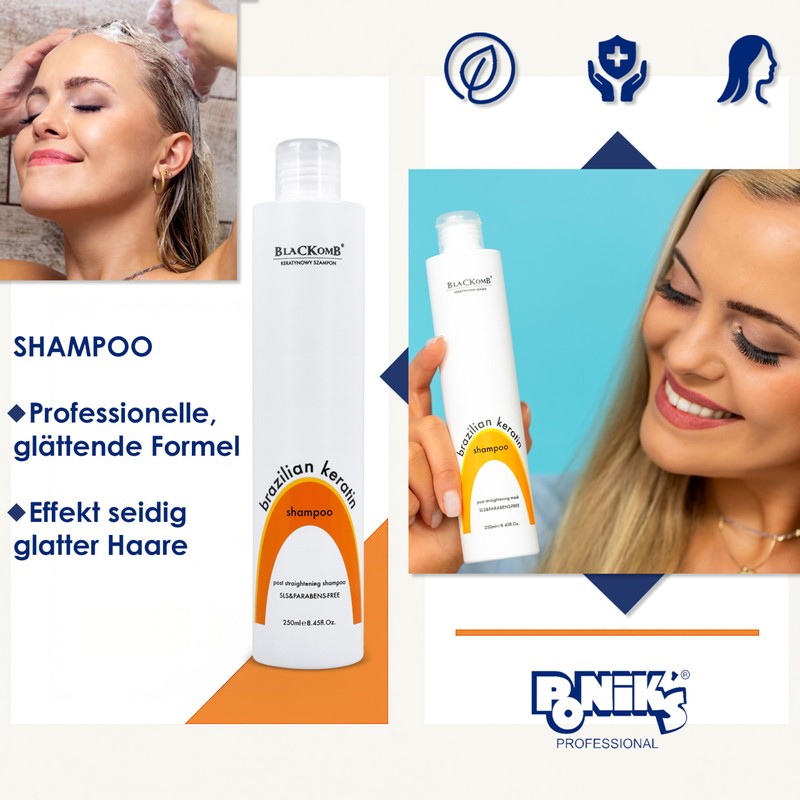 Blackomb - Brazilian Keratin Shampoo, Silikonfreies & Sulfatfreies,Anti-Frizz-Effekt - Pflegendes