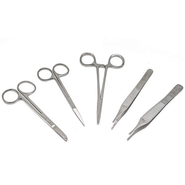 5 Pieces Scissors Forceps Hemostats Needle Holders Suture Lacreamon Set