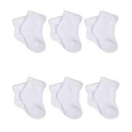 Gerber Baby 6-Pair Sock, White, 18 Months